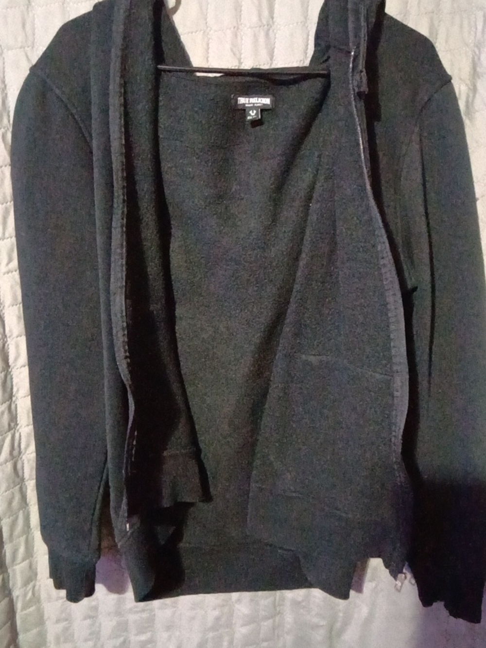 True Religion Black Bomber-Style Zip Hoodie
